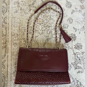 Tory burch Fleming purse burgundy shoulder bag